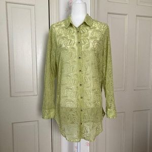 Long Sleeve Button Lace Blouse